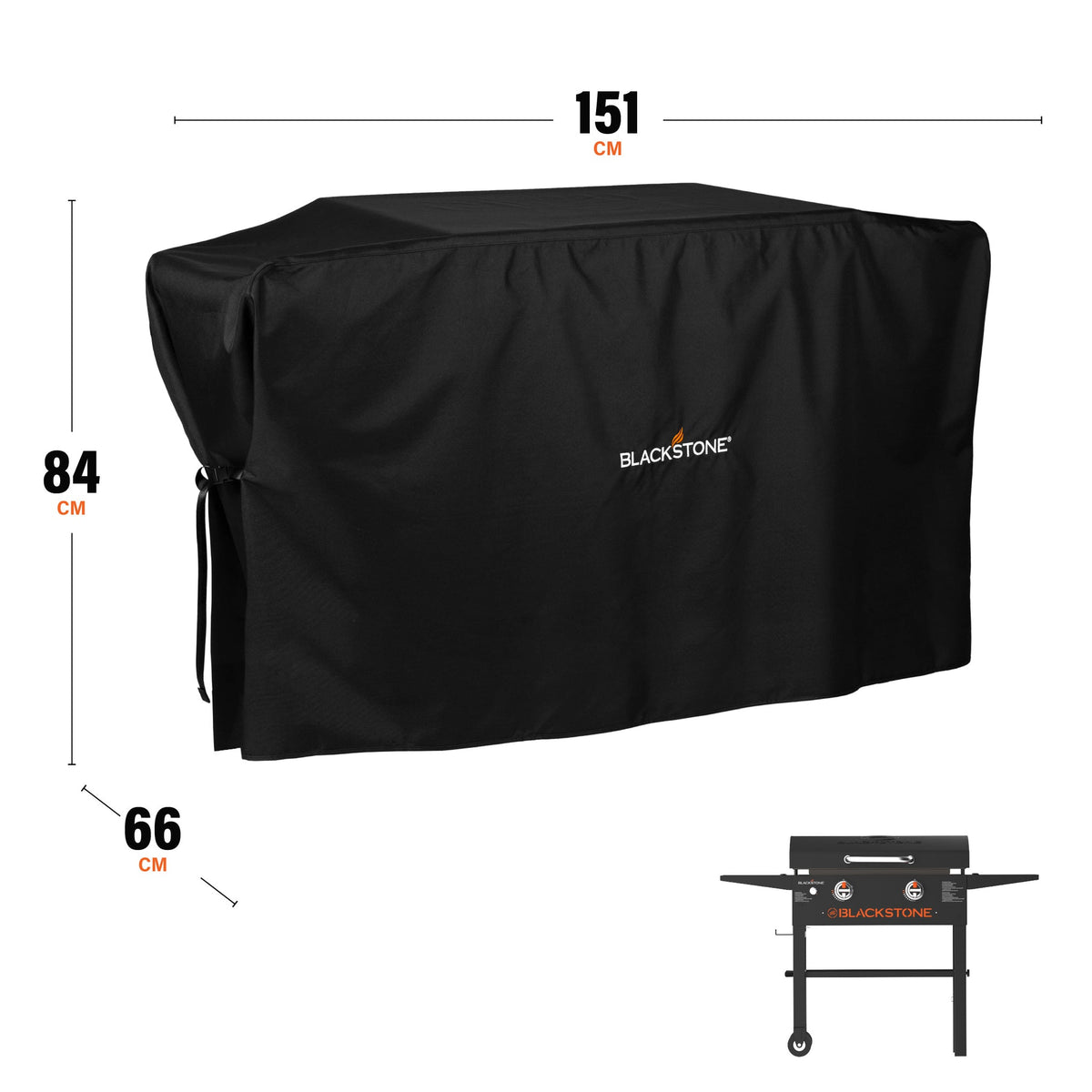 Blackstone 28" Griddle with Hood Cover - Black - dimensions