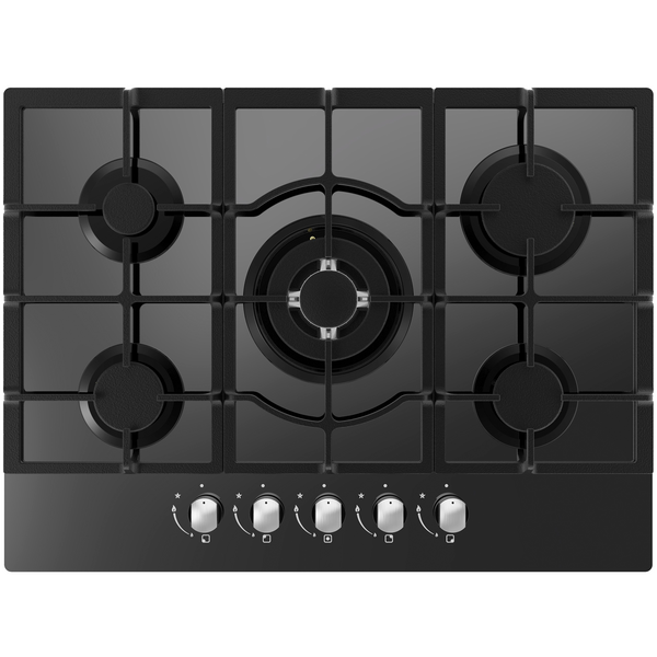 CATA 300 - 70cm 5 Burner Gas on Glass Hob Black | UBGOG701BK