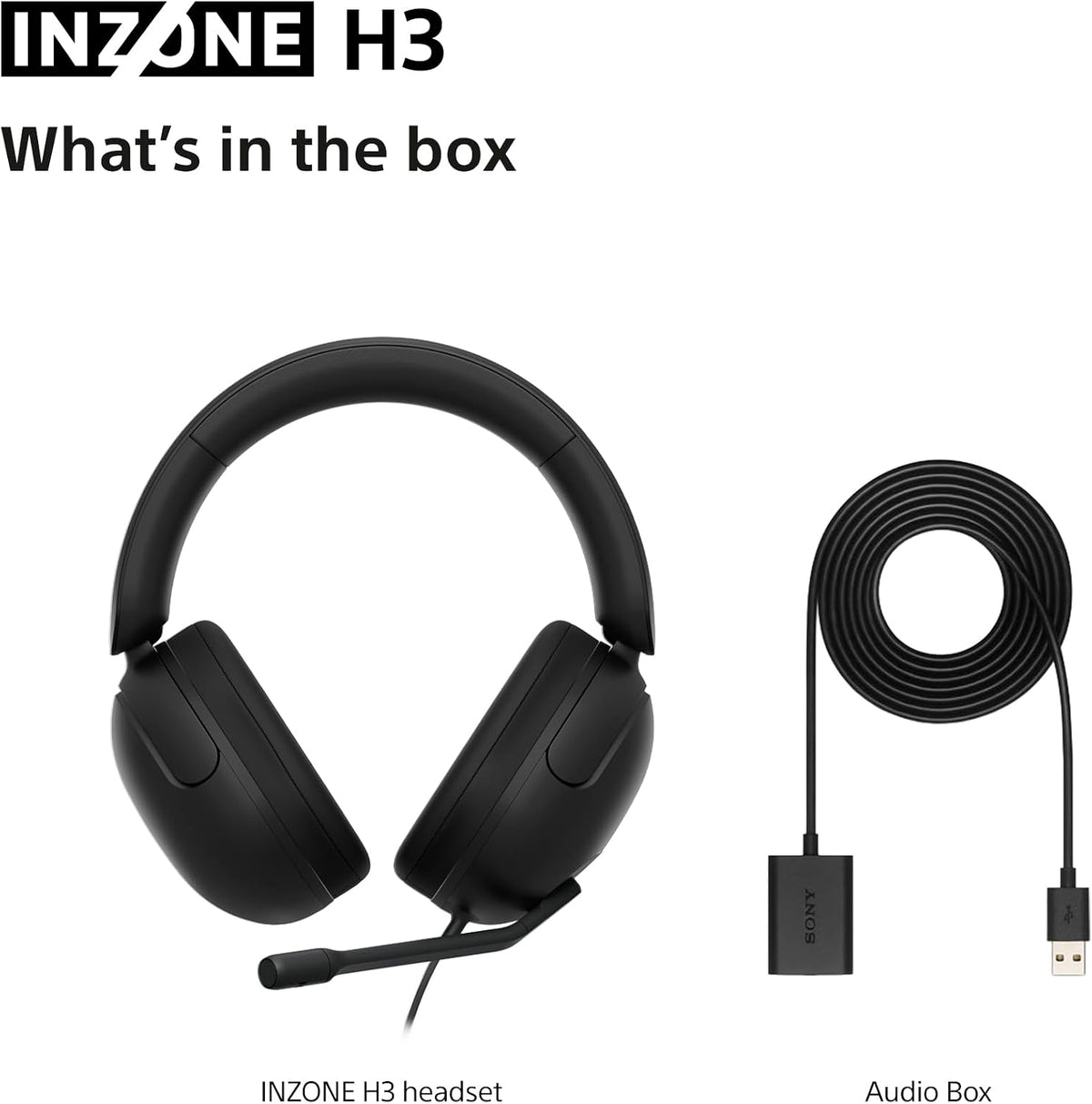 Sony INZONE H3 Wired Gaming Headset - Black - what's in the box
