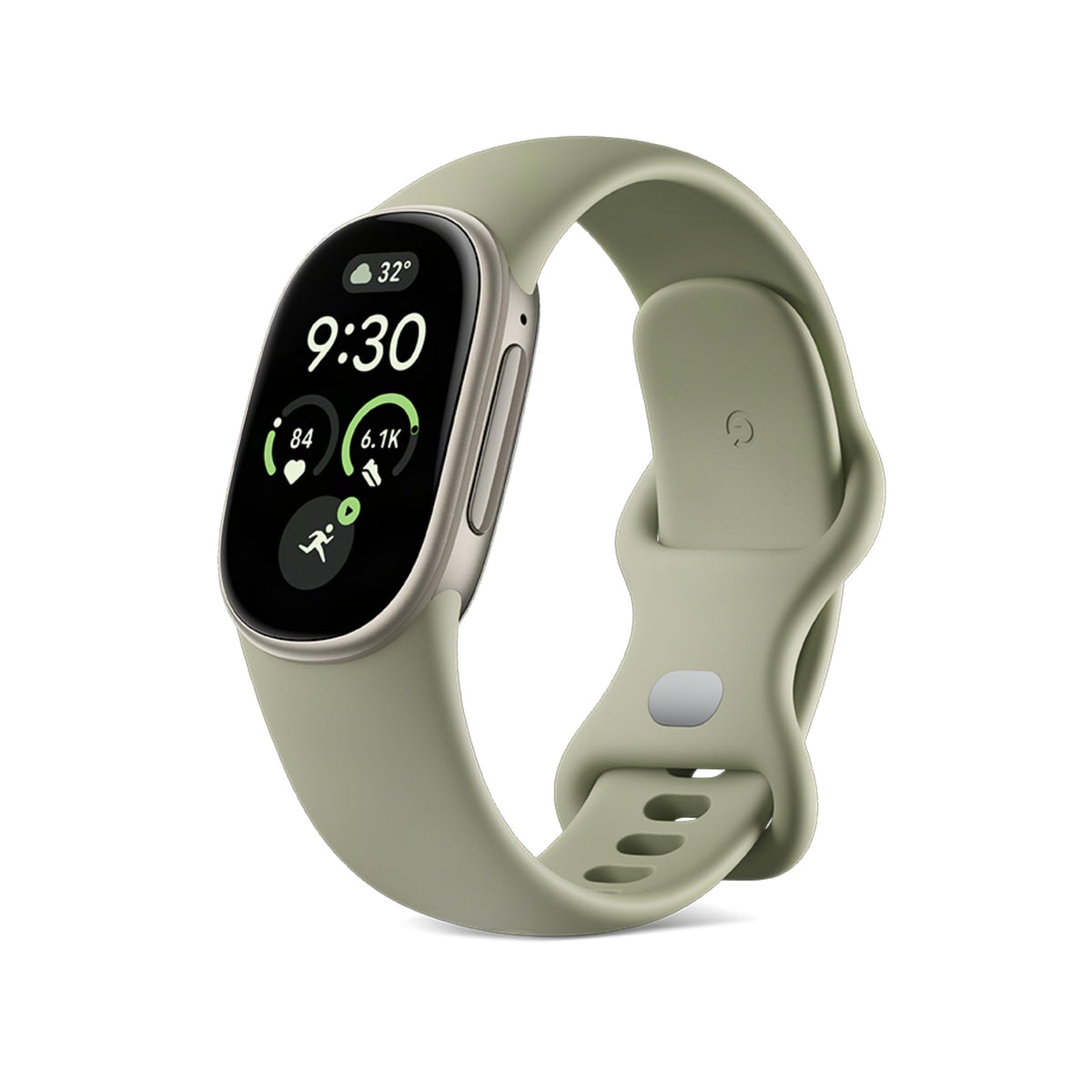 Google Fitbit Edge Smartwatch - Olive Pyrite - angled front view