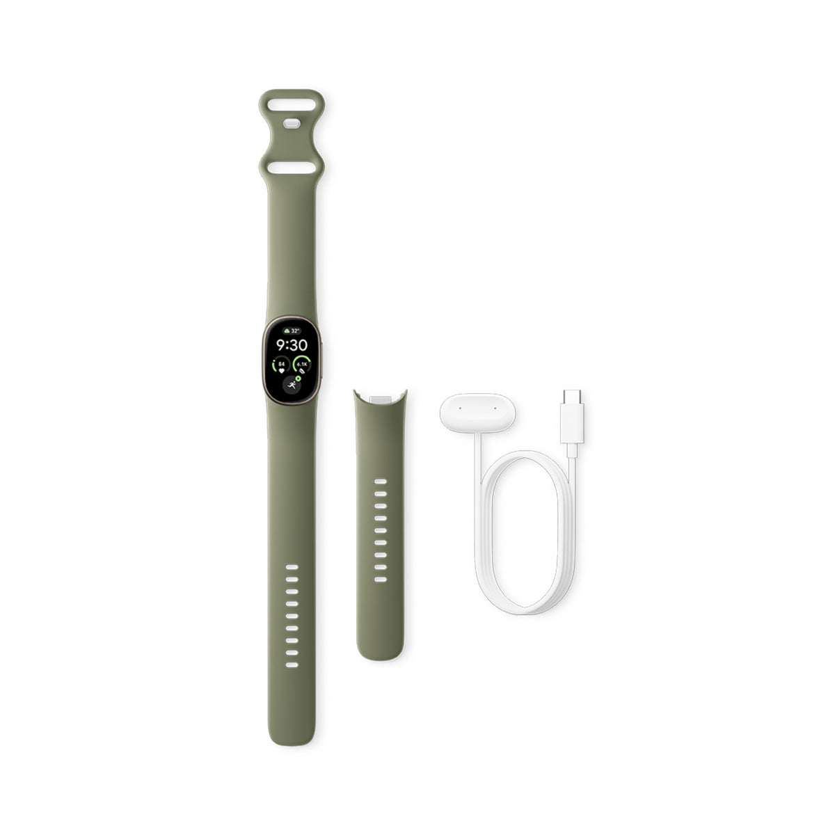 Google Fitbit Edge Smartwatch - Olive Pyrite - tracker, bands and charging cable