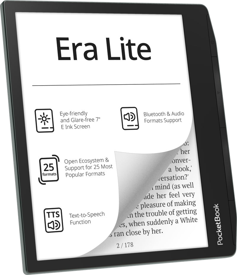 PocketBook Era Lite E-Reader - Stone Green - angled front view