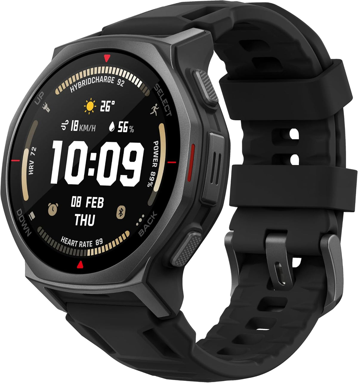 Amazfit T-Rex 3 Pro 44mm Smartwatch - Tactical Black - angled view, right