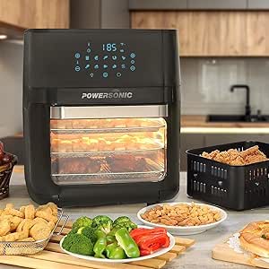 Powersonic Black 12 Litre Air Fryer, 1800W | PWRAF300