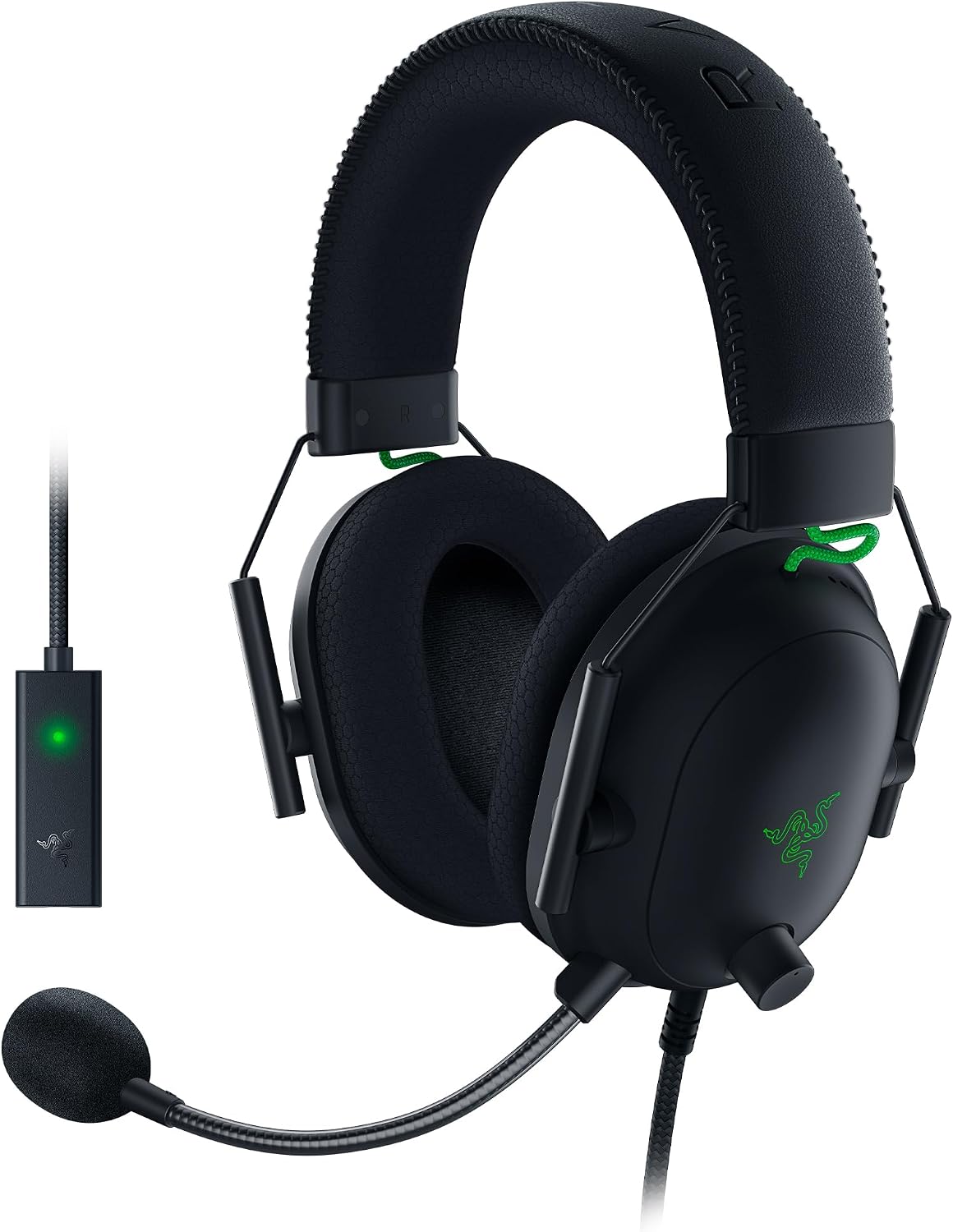 Razer BlackShark V2 Wired Esports Headset with USB Sound Card - Black - with detachable microphone and USB sound card