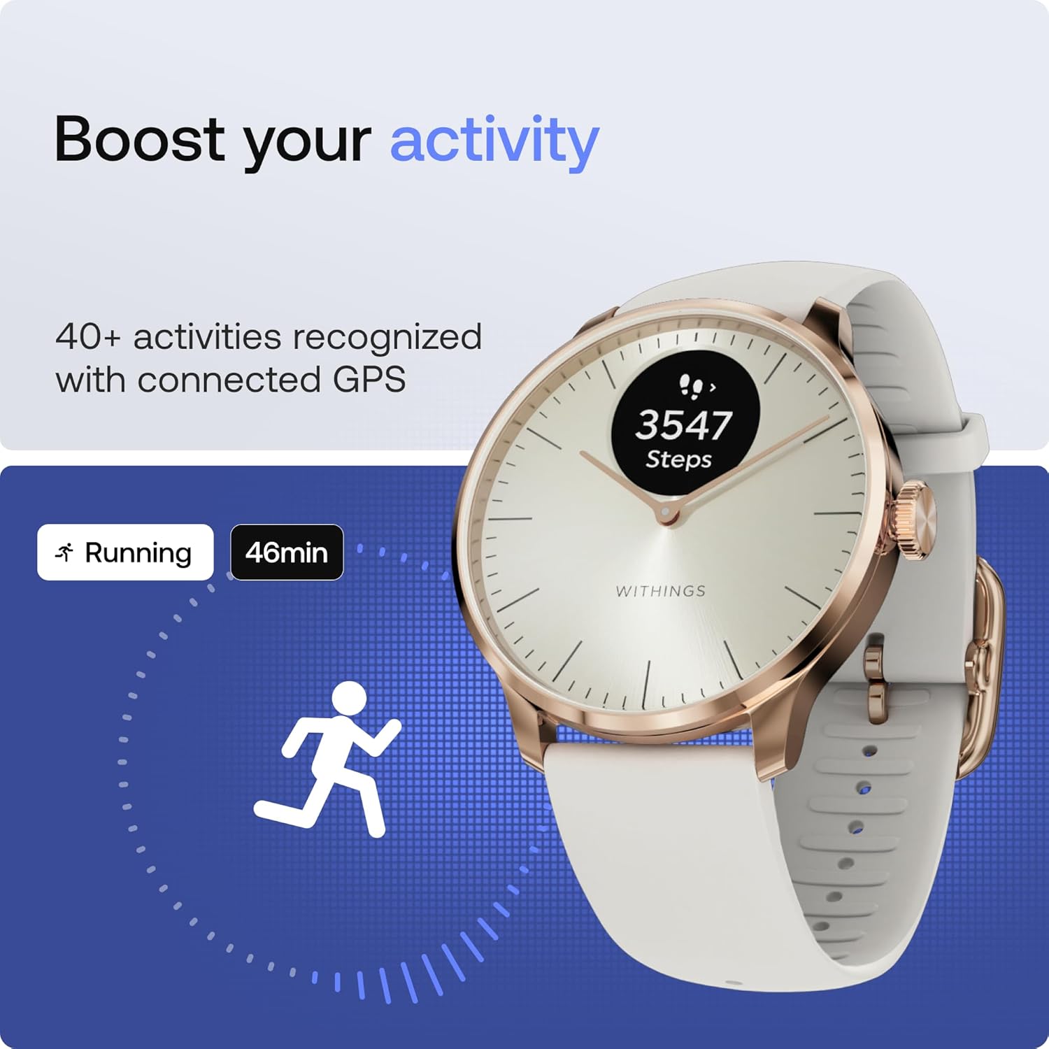 Withings ScanWatch Light - Health Tracking Watch with Heart Rate & SpO2 - Rose Gold White | 78-HWA11-model 1-All-Int