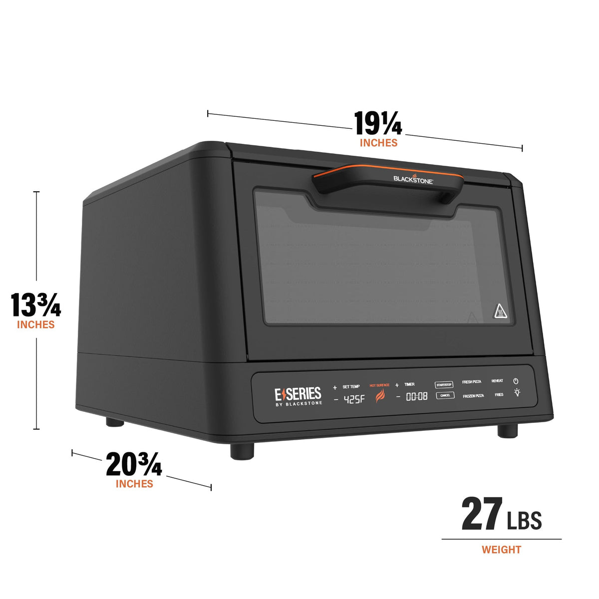 Blackstone E-Series Electric Pizza Oven and Air Fryer Combo - Black - dimensions and weight