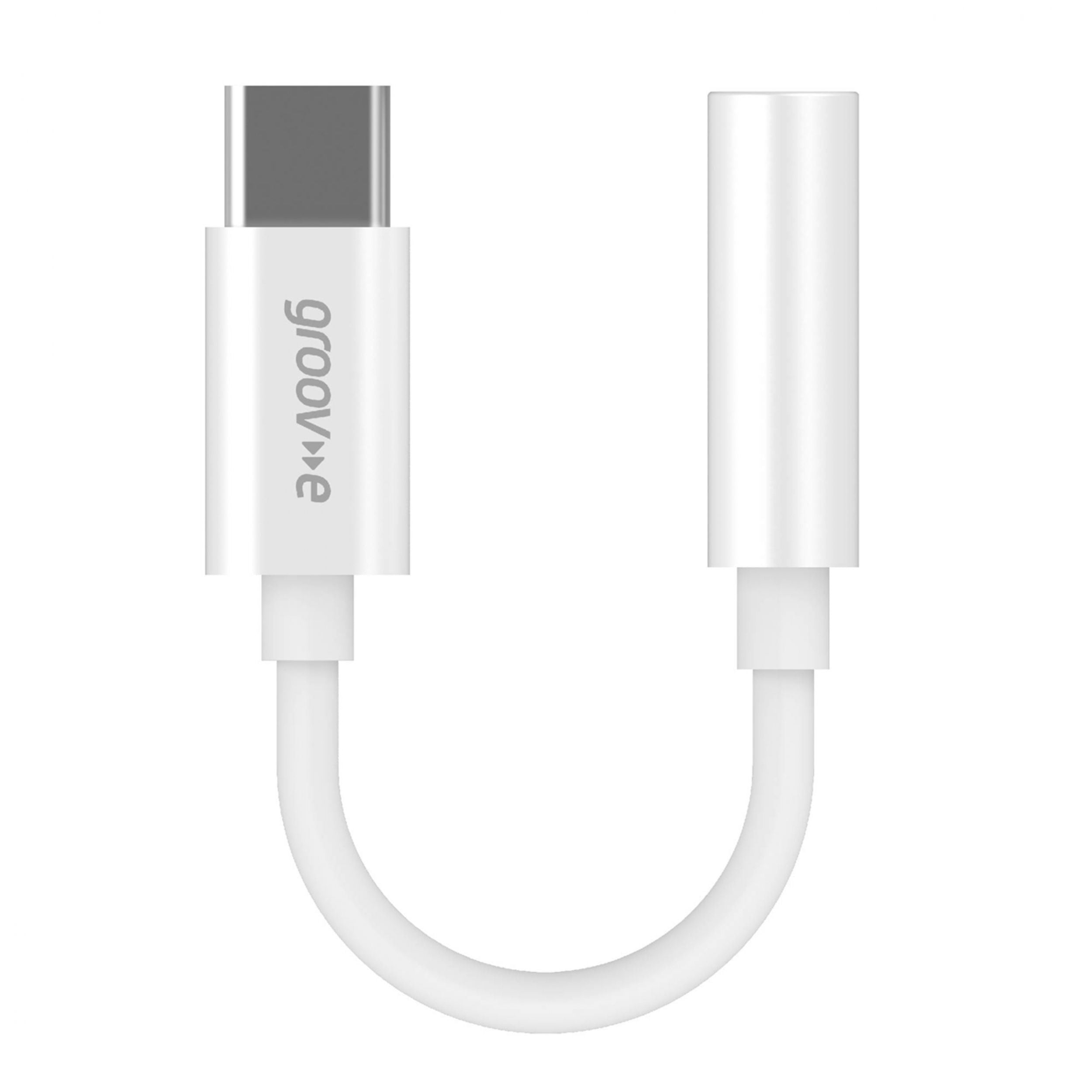Groov-e USB-C to 3.5mm AUX Adapter White - official product image