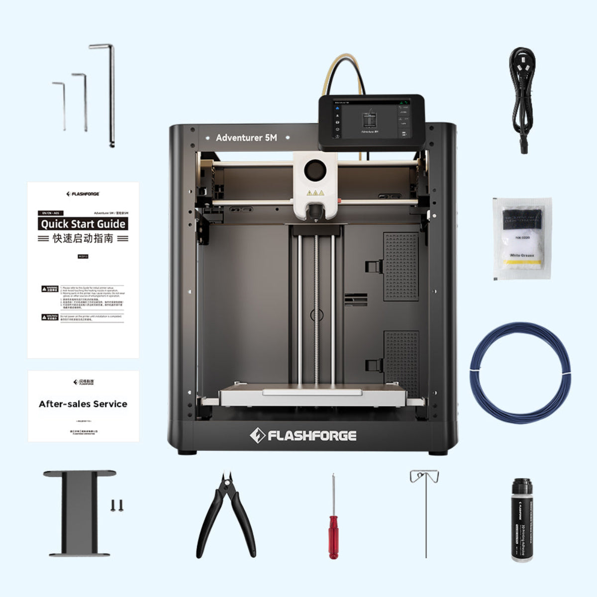 Flashforge Adventurer 5M CoreXY 3D Printer - what's in the box