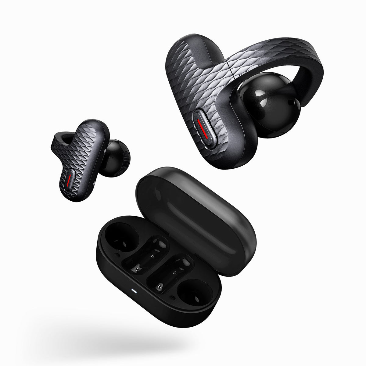Amazfit UP Open-Ear Clip-On Earbuds - Black - earbuds and charging case