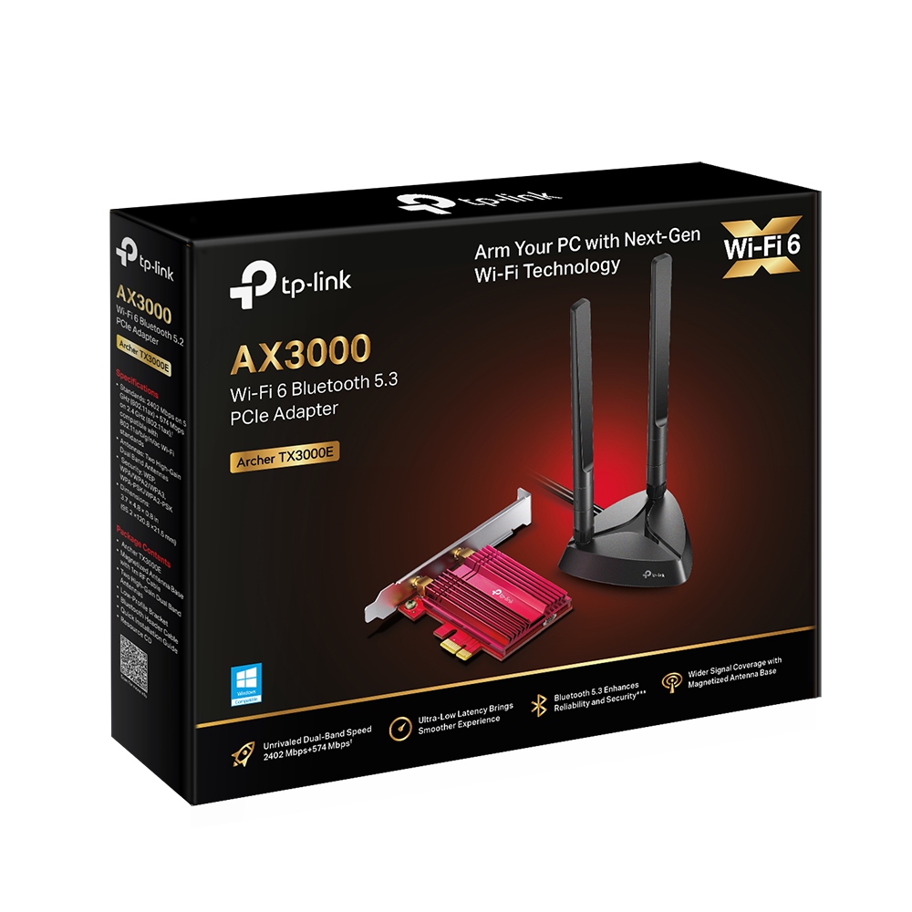 TP-Link Archer TX3000E AX3000 Wi-Fi 6 Bluetooth 5.0 PCI Express Adapter — packaging