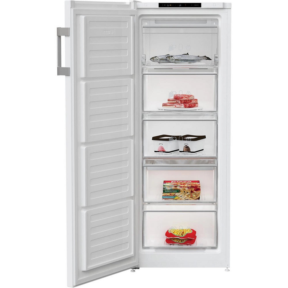 Blomberg 54cm Tall Frost Free Freezer 177L with Food Protector - White - door open