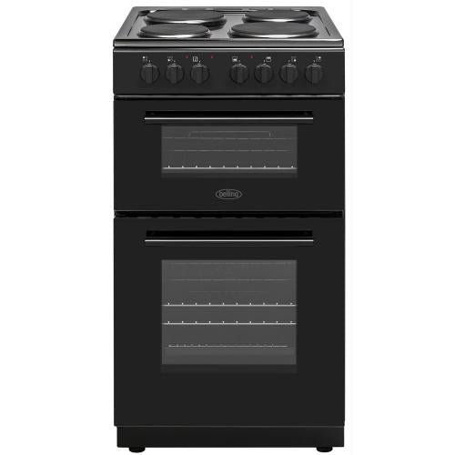 Belling 50cm Double Oven Freestanding Cooker 4 Zone Solid Plate Hob Black BFSE51DOBK Belling King and Moffatt Ireland