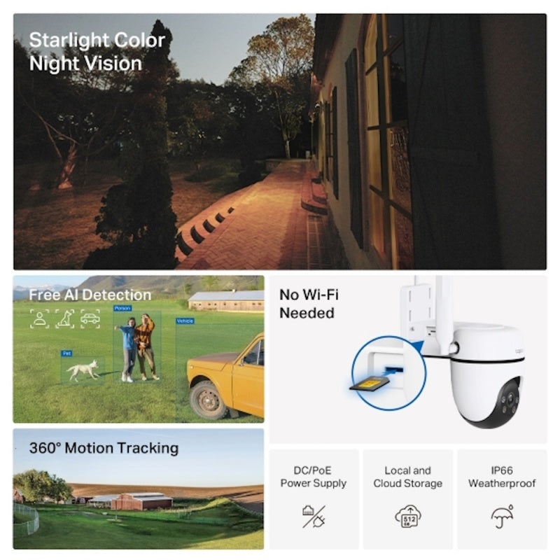 TP-Link Outdoor Pan and Tilt 4G LTE Camera | C501GW