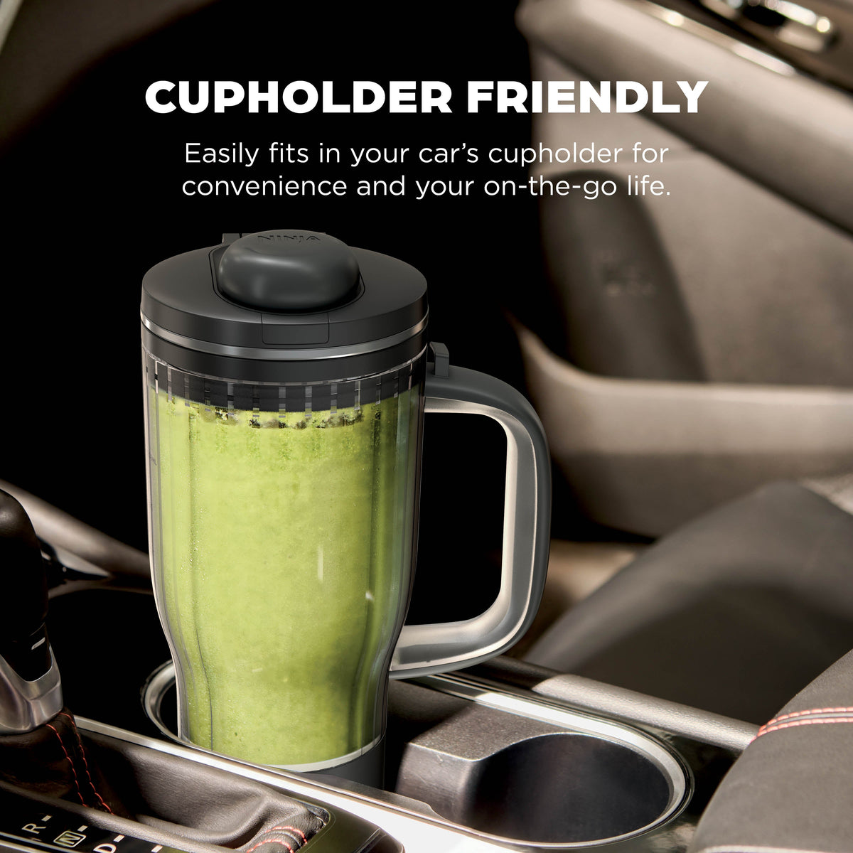 Ninja BlendBOSS Tumbler Blender 710ml - Onyx - cup holder friendly