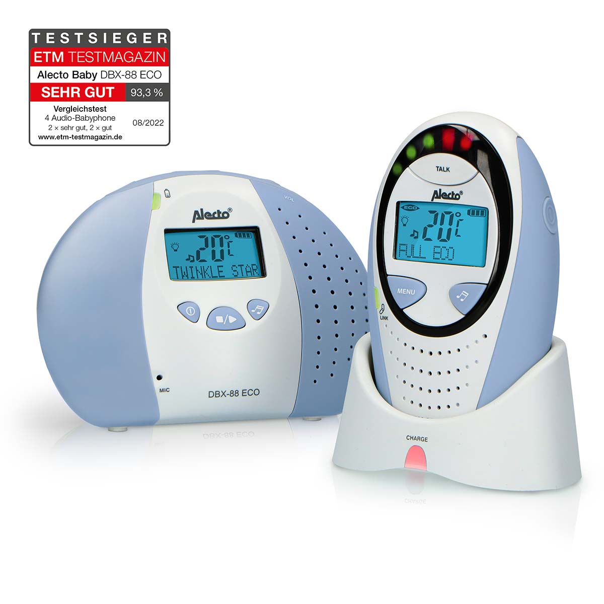 Alecto DBX-88 ECO White/Blue audio baby monitor product image 2