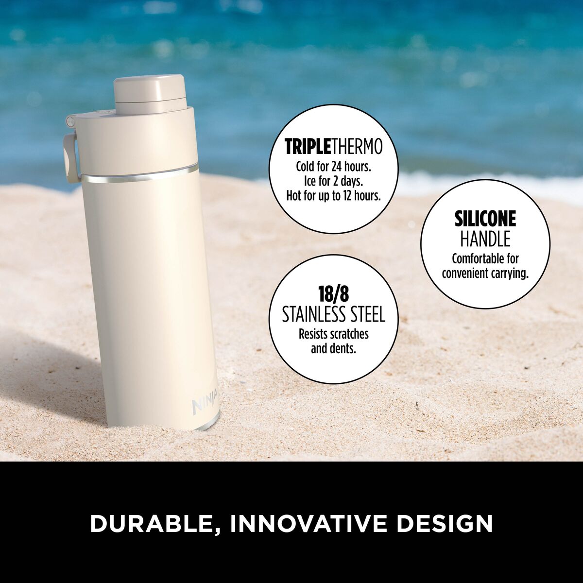 Ninja Thirsti Insulated Travel Bottle 530ml Sandstone product image