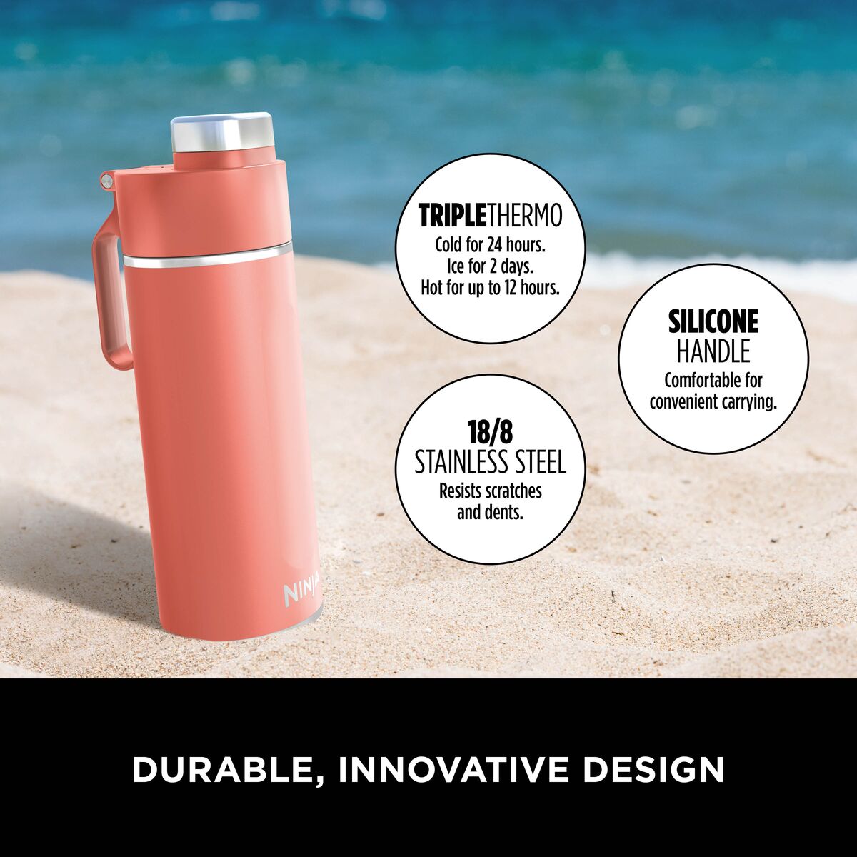 Ninja Thirsti Insulated Travel Bottle 700ml Coral product image