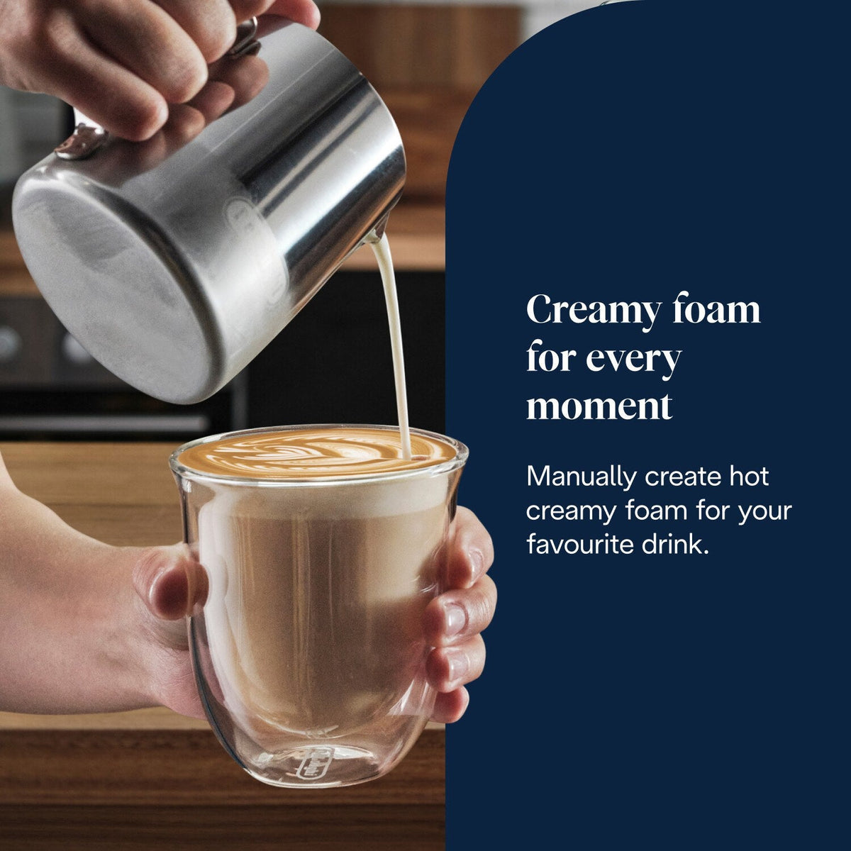 De'Longhi La Specialista Arte Espresso Machine - Green - texturing milk with the steam wand
