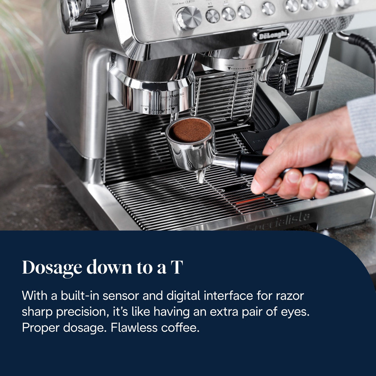 De'Longhi La Specialista Maestro Espresso Machine - Silver - dose sensor and digital interface