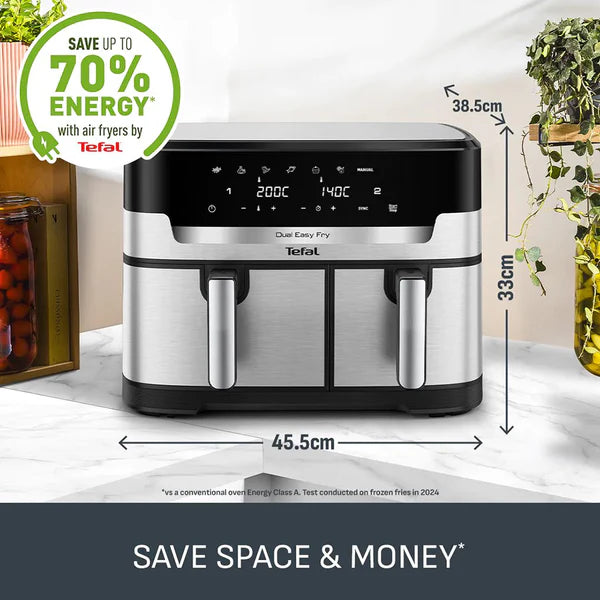 Tefal Easy Fry Dual XXL 11L Air Fryer - Stainless Steel | EY942DG1