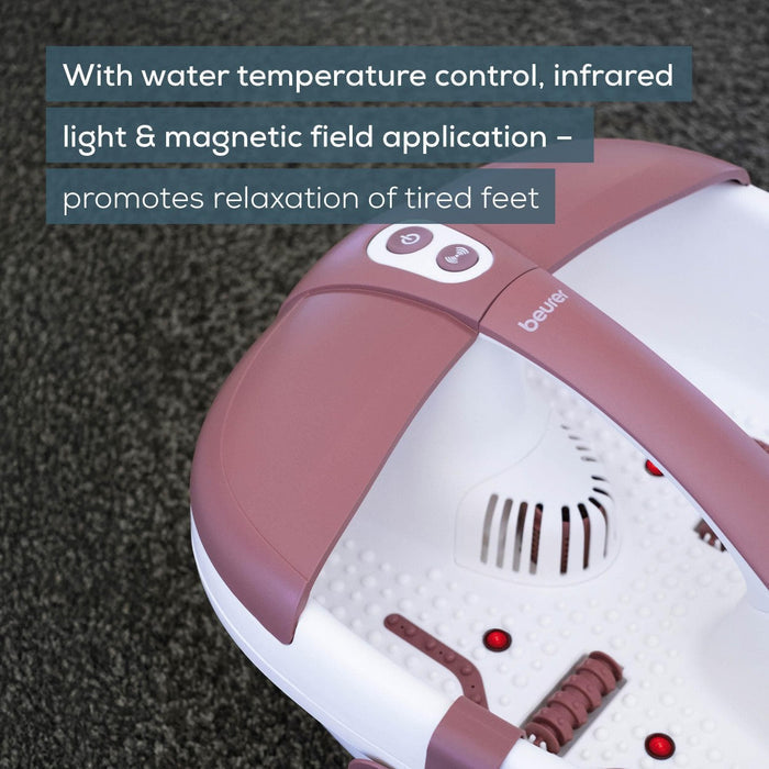 Beurer FB 35 Foot Spa top-down detail, water temperature control and infrared light