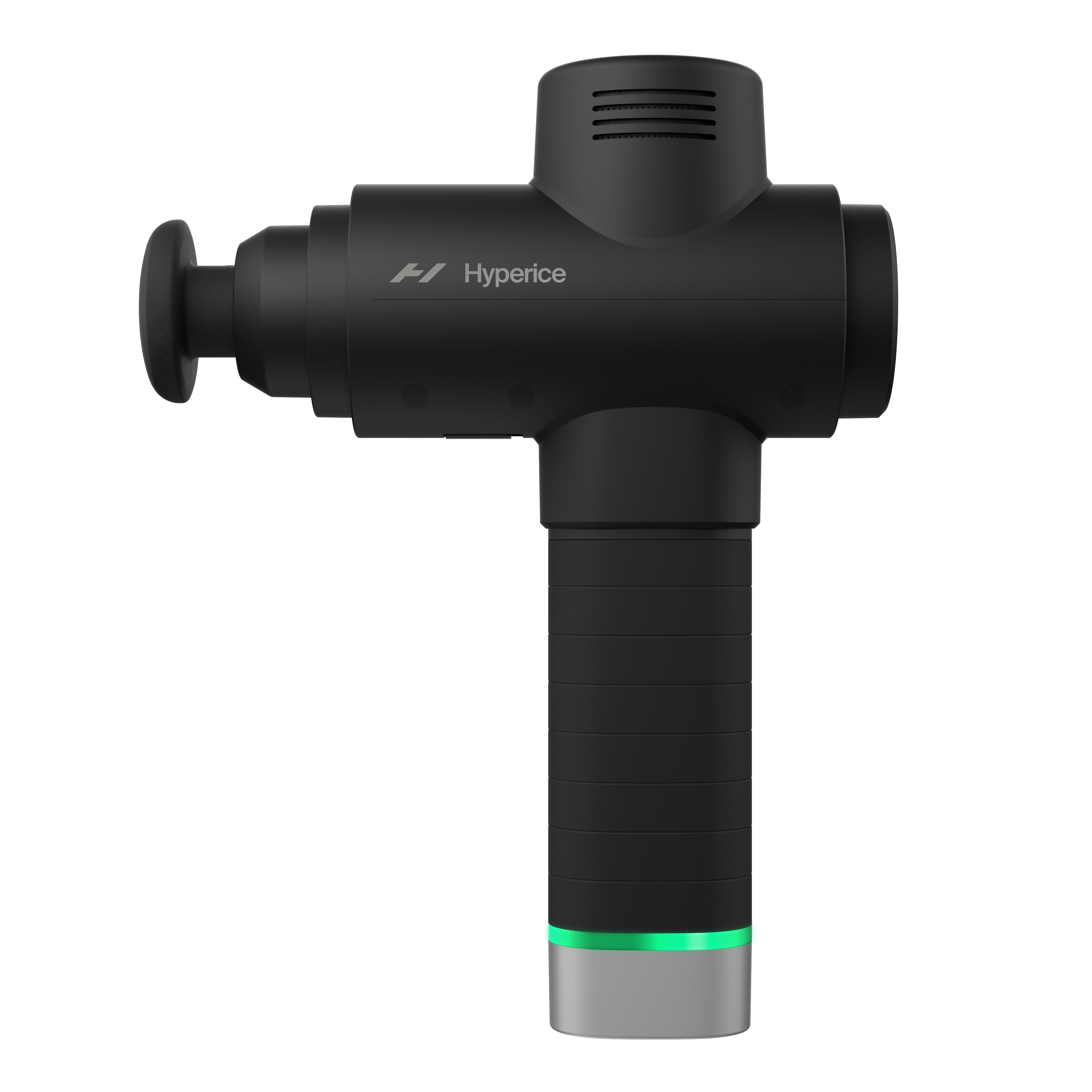 Hyperice Hypervolt 2 Pro black massage gun — matte side profile with metallic end-cap and digital dial base