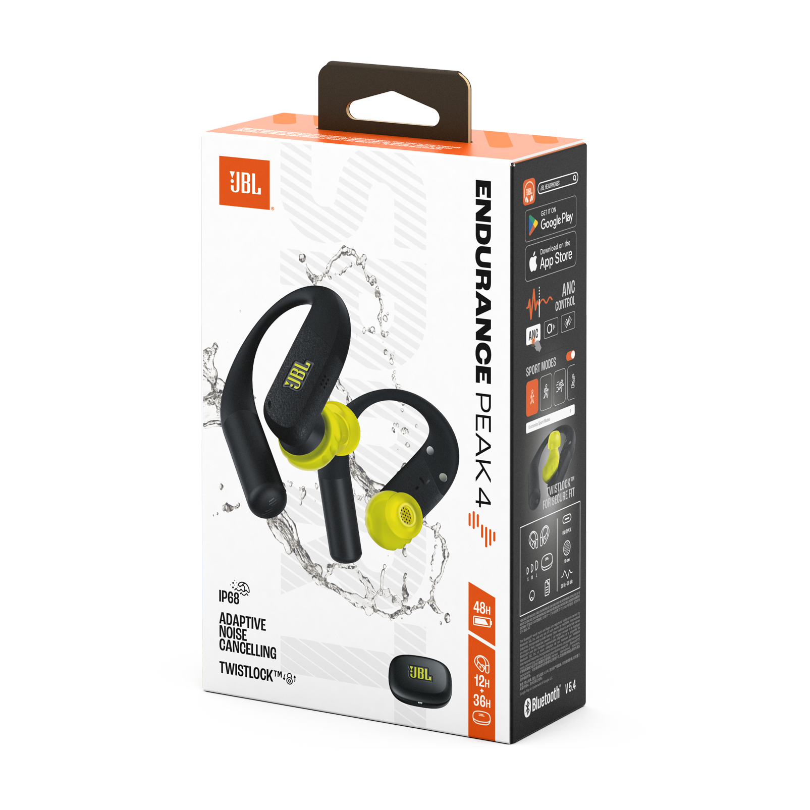 JBL Endurance Peak 4 True Wireless Sport Earbuds Black and Lime product image