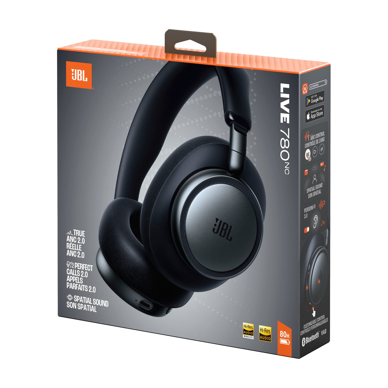 JBL Live 780NC Wireless Over-Ear Noise-Cancelling Headphones Black product image