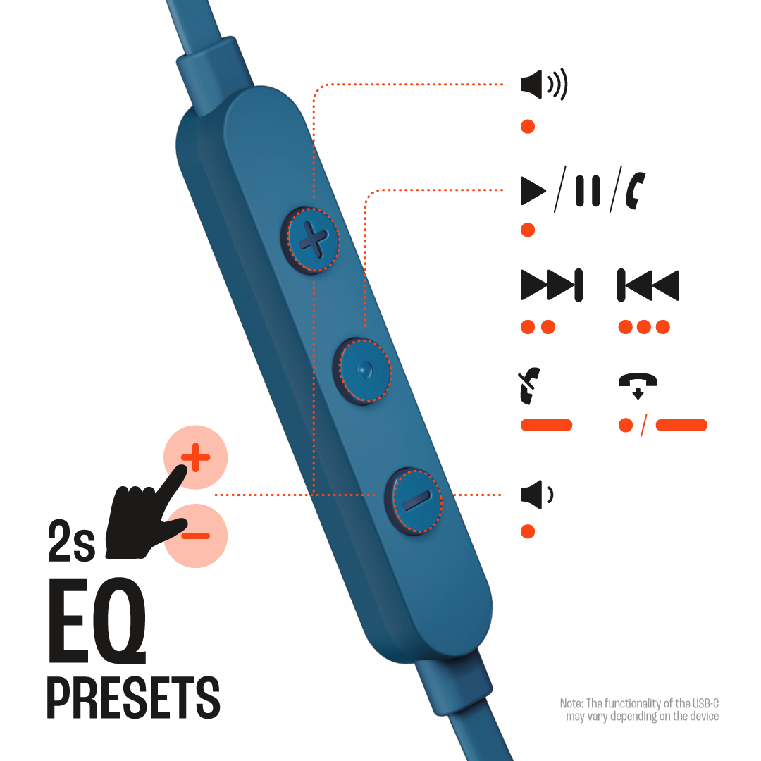 JBL Tune 310C Wired USB-C Earbuds Blue product image