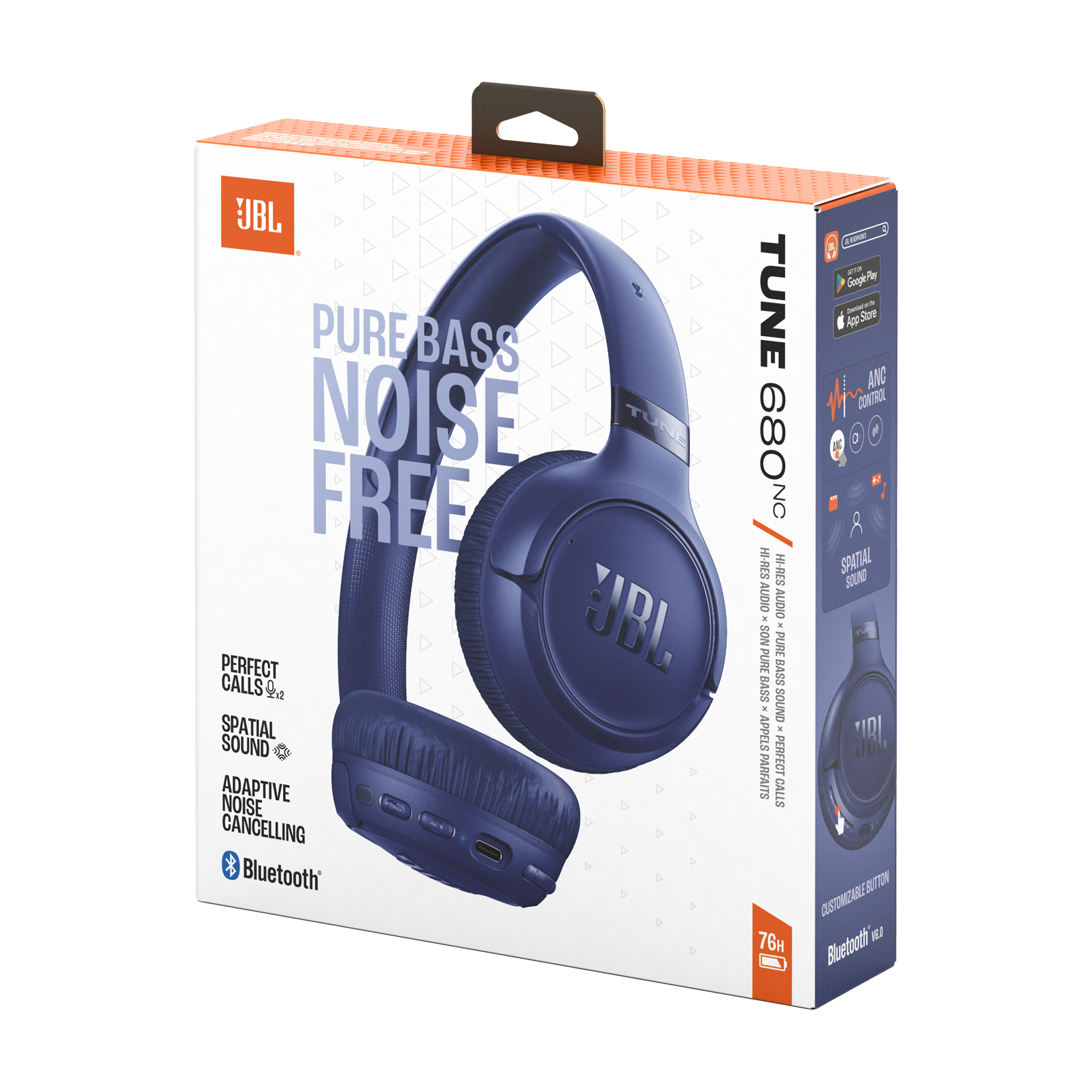JBL Tune 680NC Wireless On-Ear Noise-Cancelling Headphones Blue product image