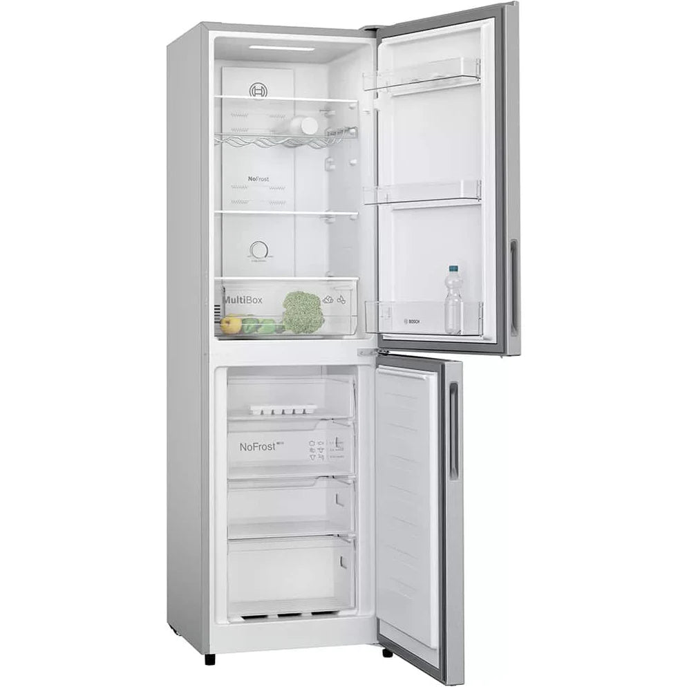 BOSCH SERIES 2 171/84 LITRE 183 X 55 CM FREESTANDING FRIDGE FREEZER - INOX LOOK - NO FROST | KGN27NLEAG