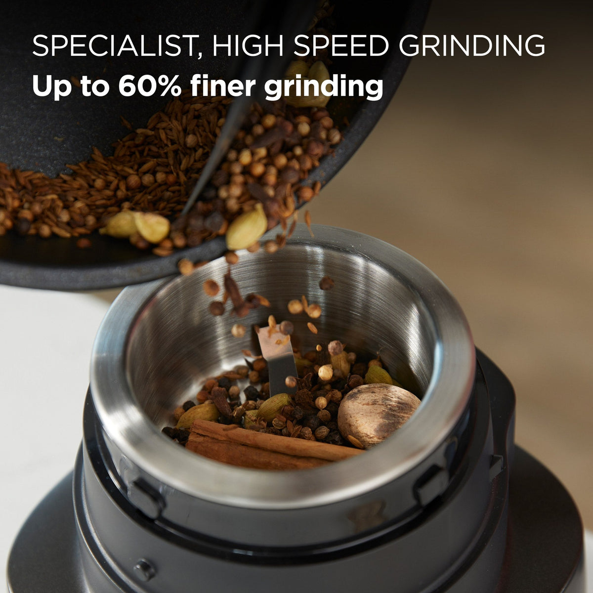 Kenwood Duo Prep Chopper and Grinder - Black - high-speed grinder bowl with whole spices