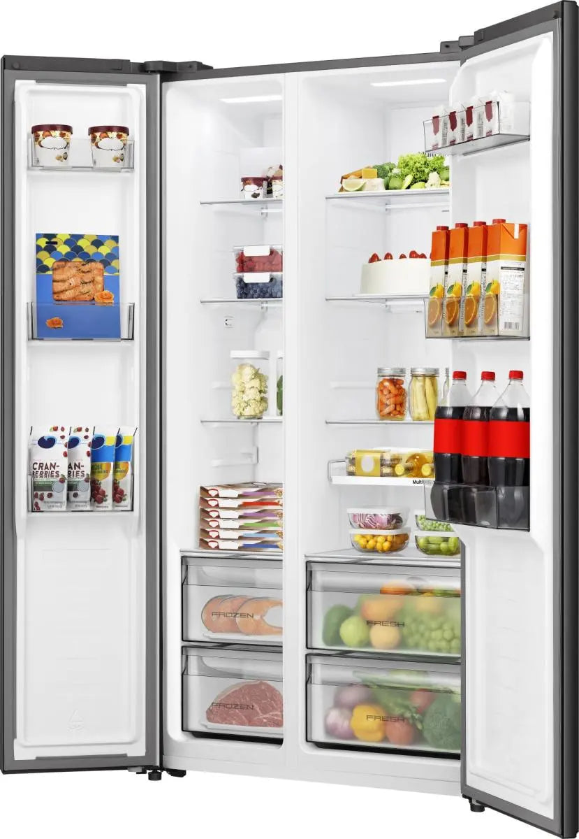 Hisense Hi3 544L Side by Side Fridge Freezer with PureFlat Design - Black - freezer interior