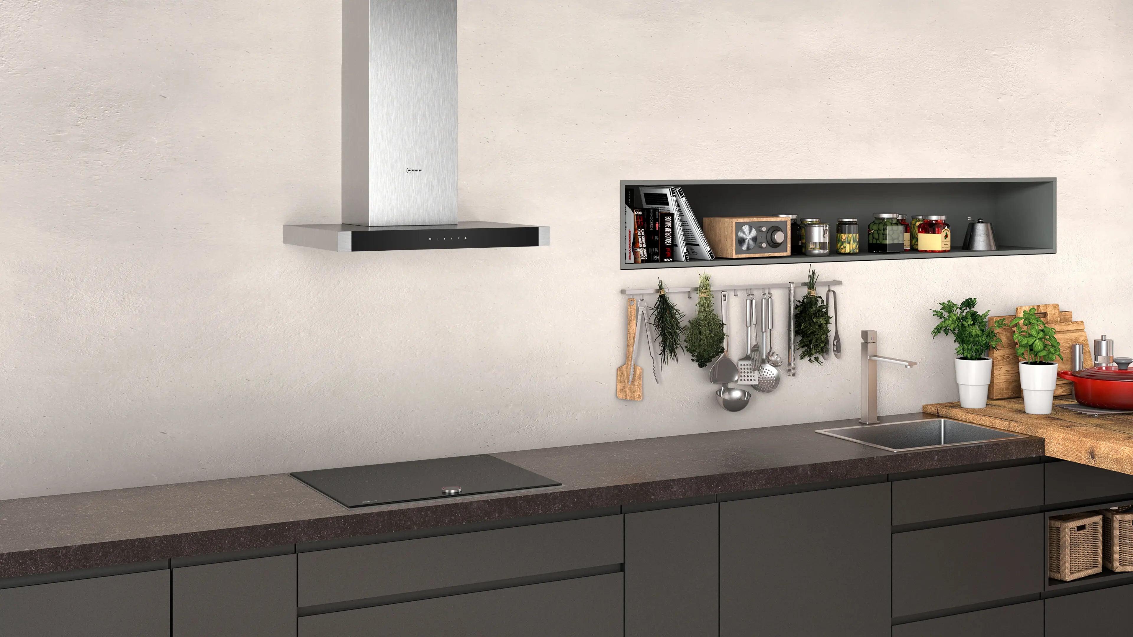 NEFF N 50 60cm wall-mounted chimney cooker hood in Stainless Steel