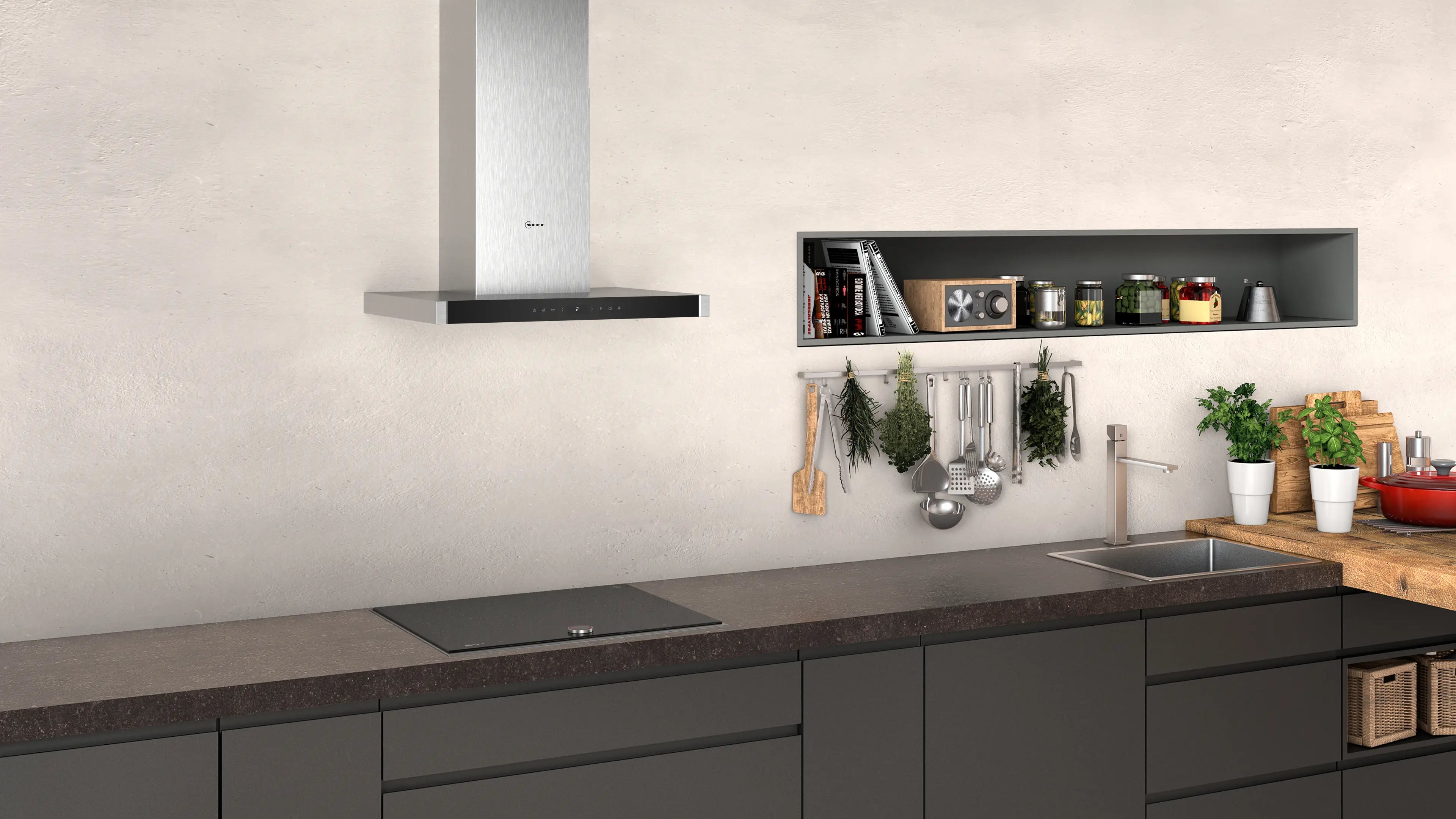 NEFF N70 D65BMP5N0B 60cm box chimney cooker hood in Stainless Steel