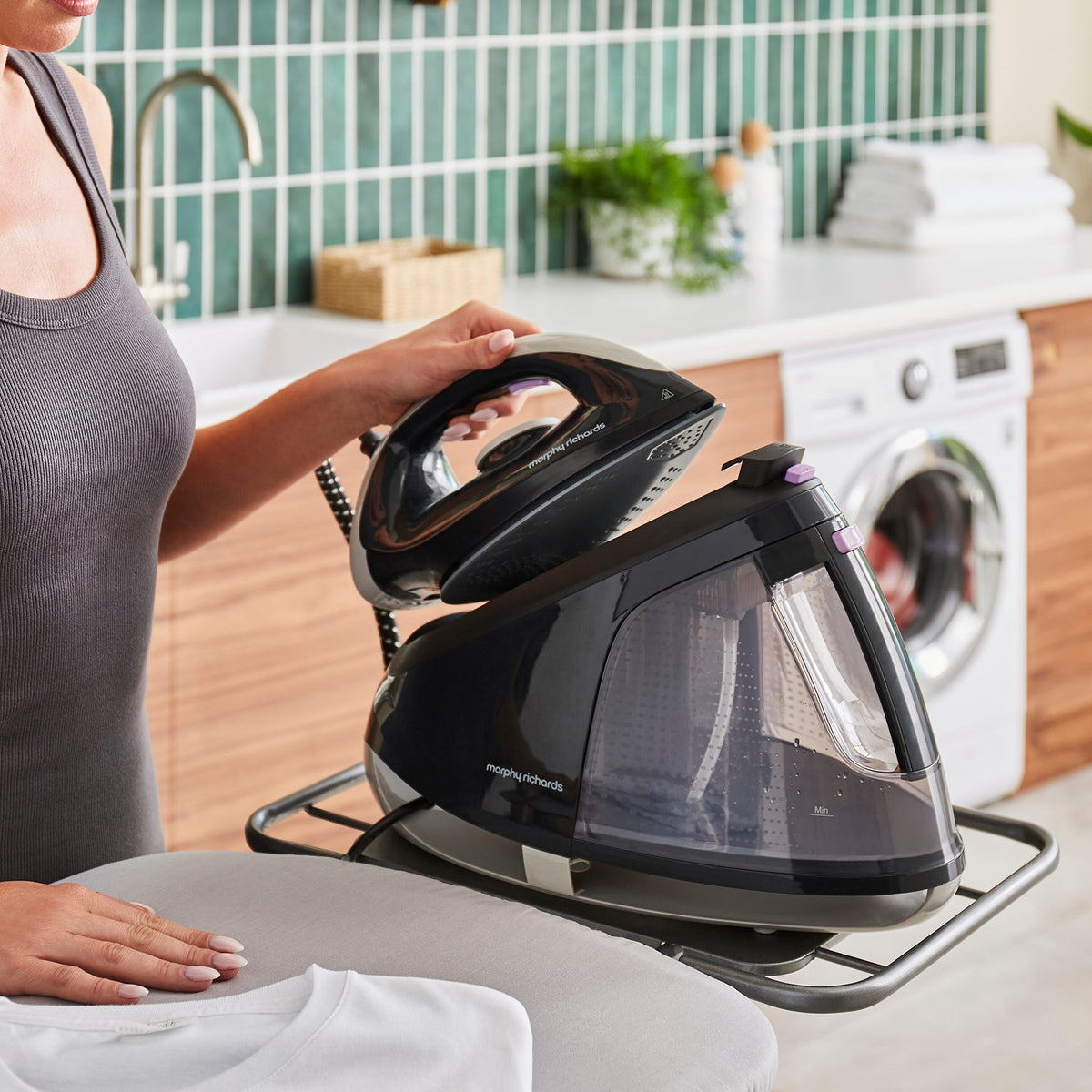 Morphy Richards Easy Steam Steam Generator Iron 6 Bar Blue & White product image