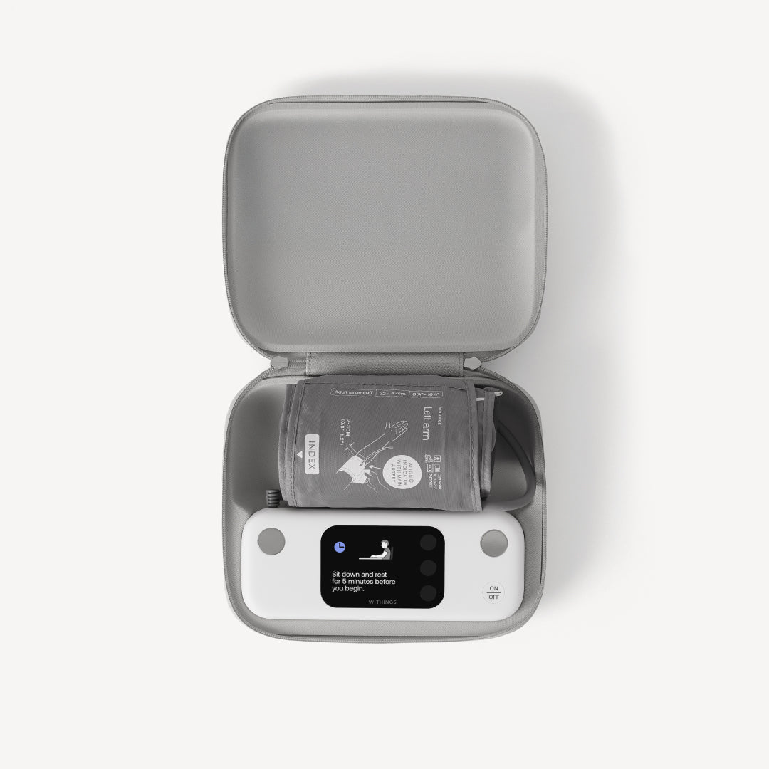 Withings BPM Vision Wi-Fi Upper Arm Blood Pressure Monitor - case open with cuff