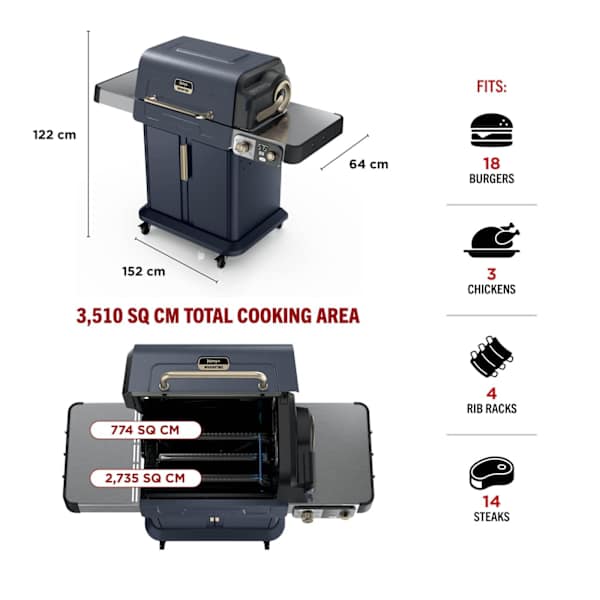 Ninja FlexFlame Gas 5-in-1 Outdoor BBQ - Blue & Gold | PG301UKBL