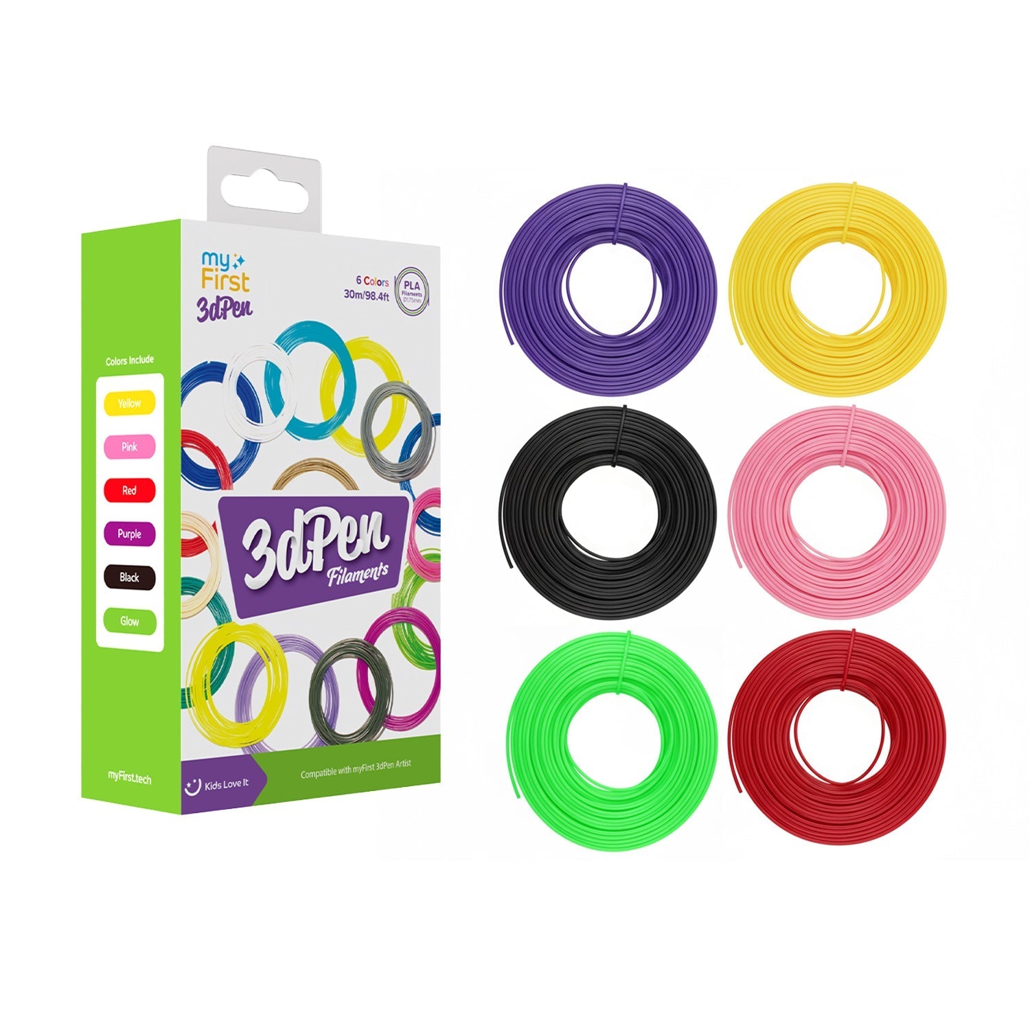 myFirst 3dPen Artist Filaments - PLA Refills, Biodegradable - Warm Colour | 256-FP8001AC-WC01