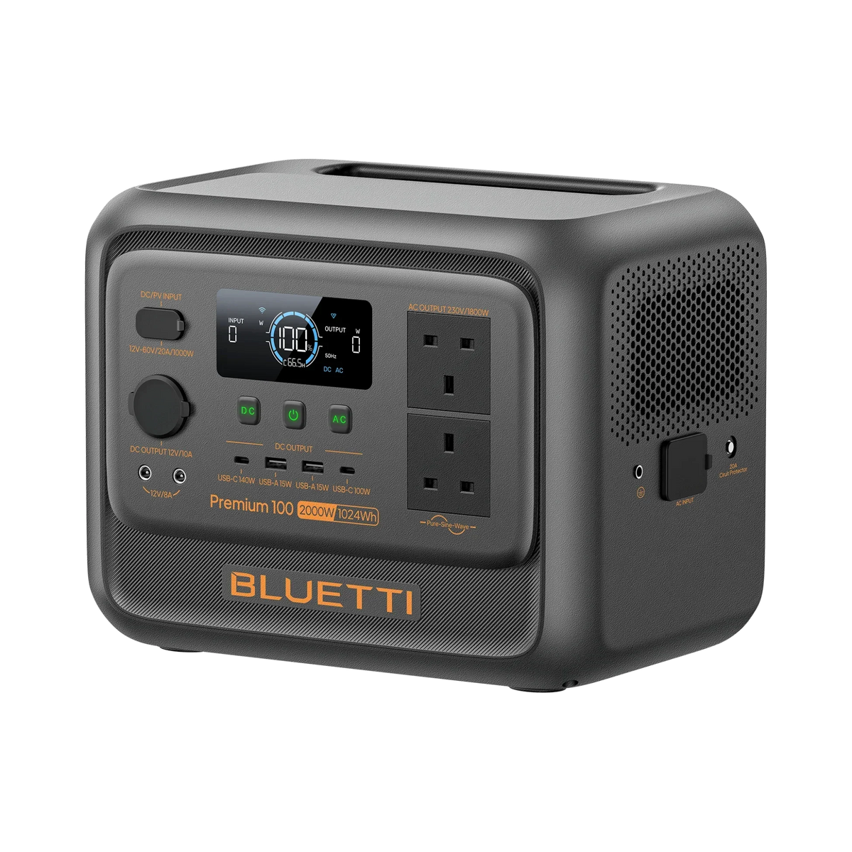 BLUETTI Premium 100 V2 1,024Wh 1,800W Portable Power Station - angled view