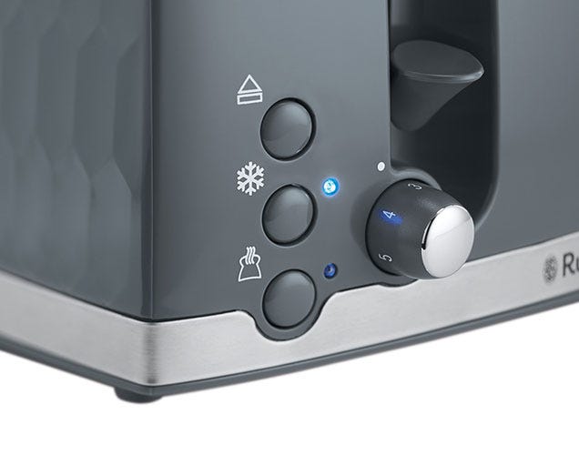 Russell Hobbs Honeycomb 4 Slice Toaster - Grey - dual browning controls