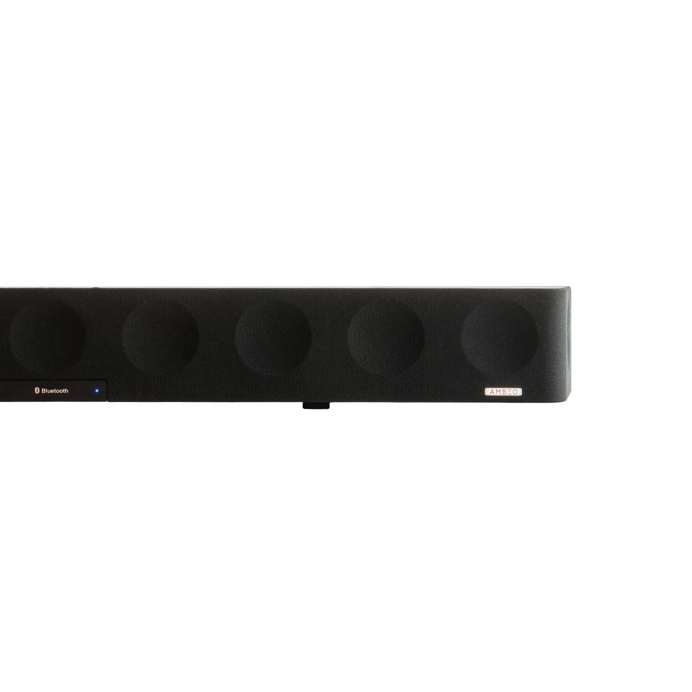 Sennheiser AMBEO Soundbar Max Black — front view with Bluetooth indicator, white background