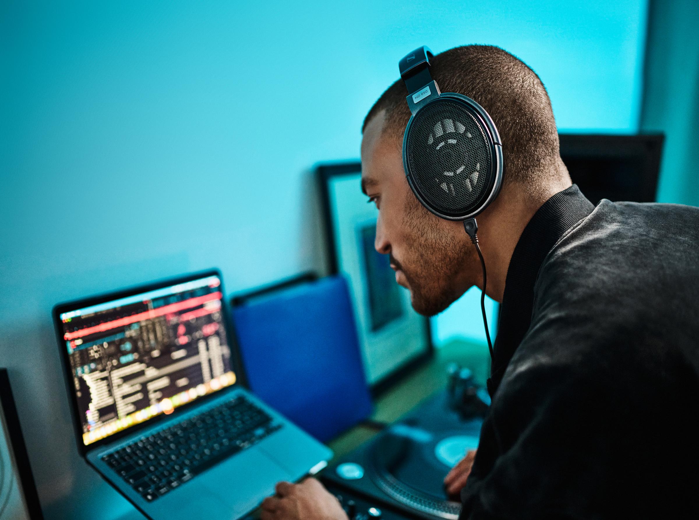 Sennheiser HD 650 Open-Back Headphones — lifestyle, studio mixing desk