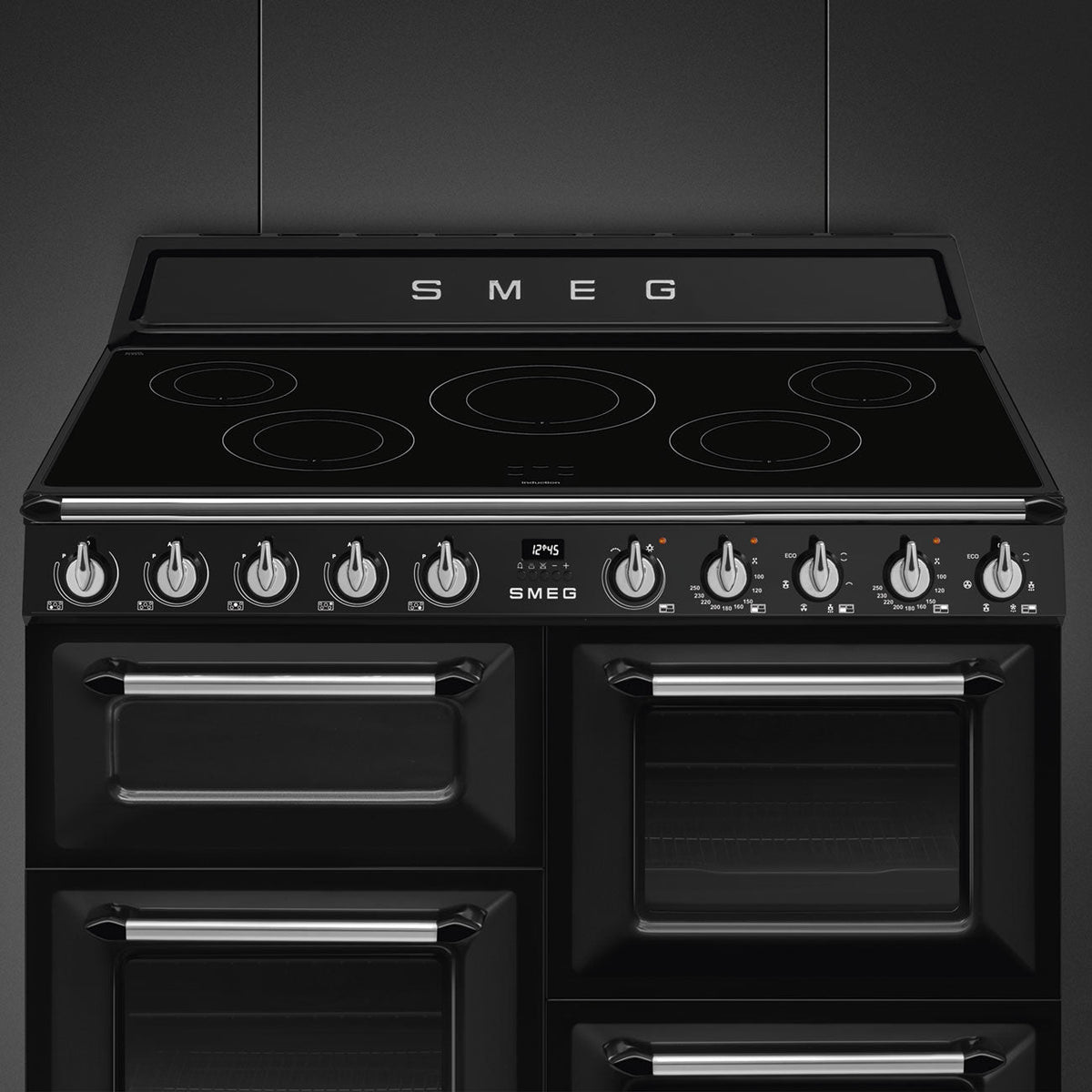 Smeg Victoria 110cm Induction Range Cooker with 3 Ovens - Black - product view