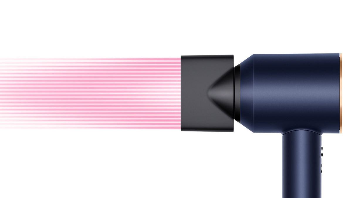 Dyson Supersonic Origin Hair Dryer - Prussian Blue/Rich Copper - focused airflow