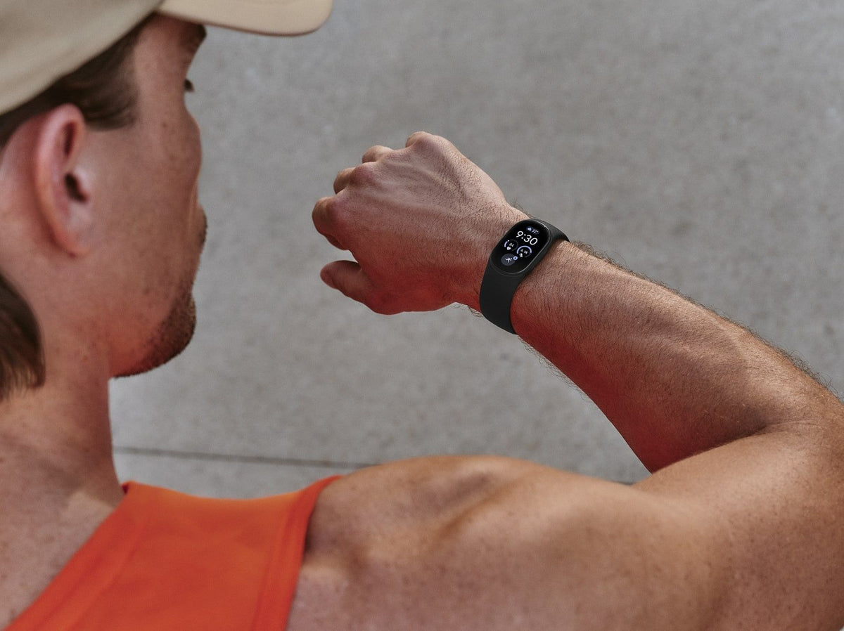 Google Fitbit Edge Smartwatch - Obsidian Black - in use