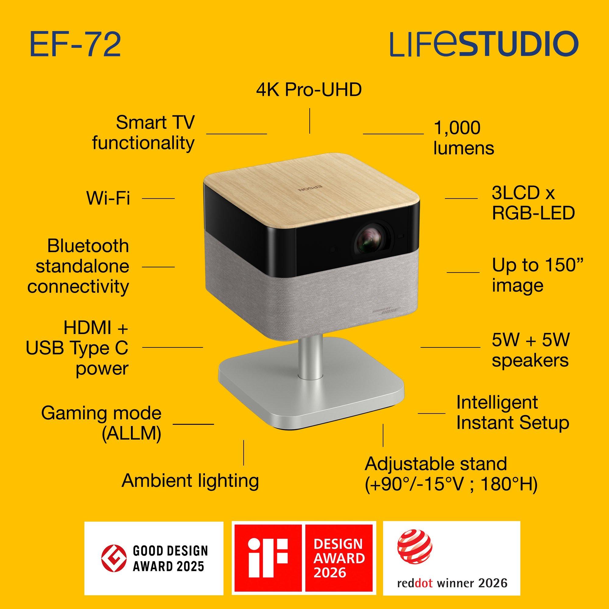 Epson Lifestudio Flex Plus EF-72 4K PRO-UHD Projector | V11HB76640