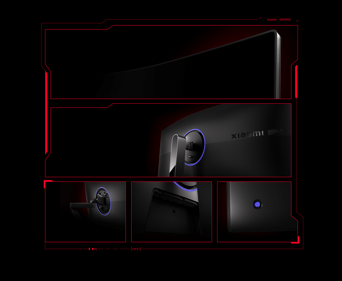 Xiaomi G34WQi 34" WQHD 180Hz Curved Gaming Monitor - back and ports
