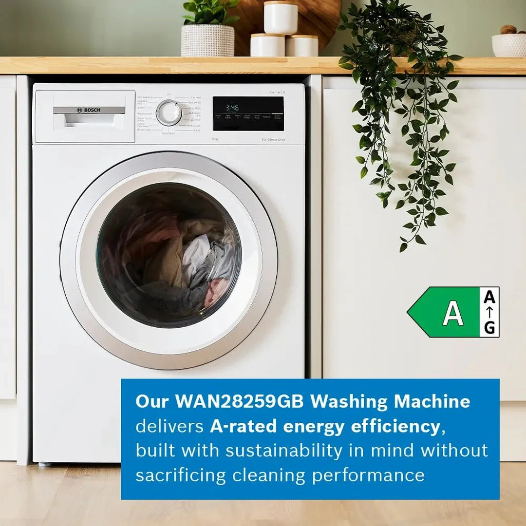 Bosch Series 4 Washing machine, Front Loader 9kg 1400 rpm - White | WAN28259GB Bosch Washing Machine Euronics Ireland